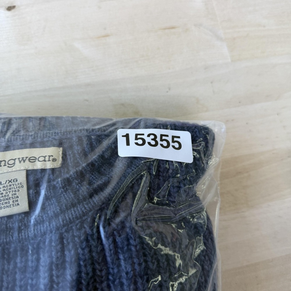 Munsingwear Sweater Mens XL Blue Waffle-Knit Acrylic Crewneck Pullover Casual - Picture 6 of 6